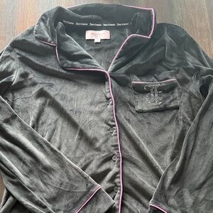 Juicy Couture Black Velour Top with Pink Piping